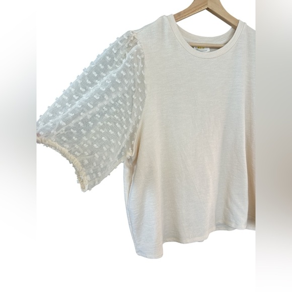 Anthropologie Maeve Ivory Puff Sheer Top - Picture 6 of 10